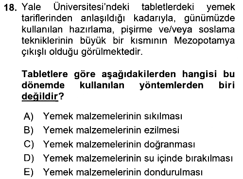 Gastronomi Tarihi 2023-2024 Ara Sınav - 18. soru