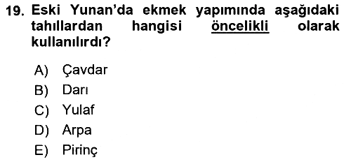 Gastronomi Tarihi 2024-2025 Ara Sınav - 19. soru