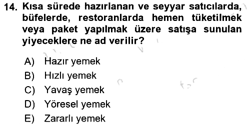 Gastronomi Tarihi 2015-2016 Dönem Sonu Sınavı - 14. soru
