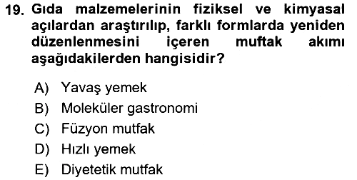 Gastronomi Tarihi 2015-2016 Dönem Sonu Sınavı - 19. soru