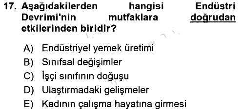 Gastronomi Tarihi 2016-2017 Dönem Sonu Sınavı - 17. soru