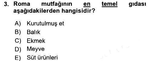 Gastronomi Tarihi 2017-2018 Dönem Sonu Sınavı - 3. soru