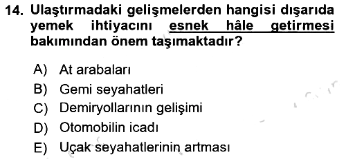 Gastronomi Tarihi 2023-2024 Dönem Sonu Sınavı - 14. soru