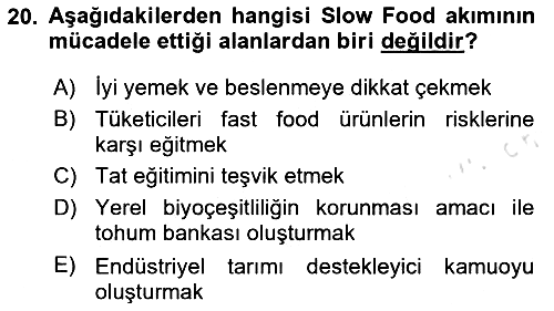 Gastronomi Tarihi 2023-2024 Dönem Sonu Sınavı - 20. soru