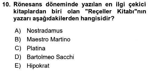 Gastronomi Tarihi 2024-2025 Dönem Sonu Sınavı - 10. soru