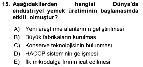 Gastronomi Tarihi 2024-2025 Dönem Sonu Sınavı - 15. soru