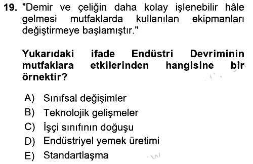 Gastronomi Tarihi 2024-2025 Dönem Sonu Sınavı - 19. soru