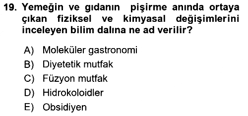 Gastronomi Tarihi 2018-2019 Yaz Okulu Sınavı - 19. soru