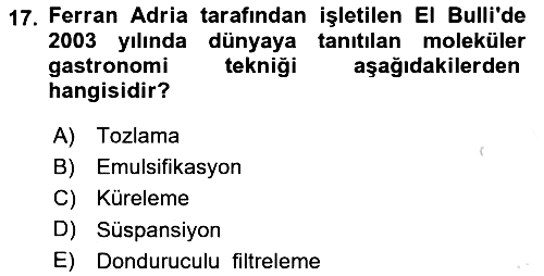 Gastronomi Tarihi 2021-2022 Yaz Okulu Sınavı - 17. soru