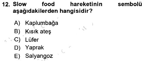 Gastronomi Tarihi 2022-2023 Yaz Okulu Sınavı - 12. soru
