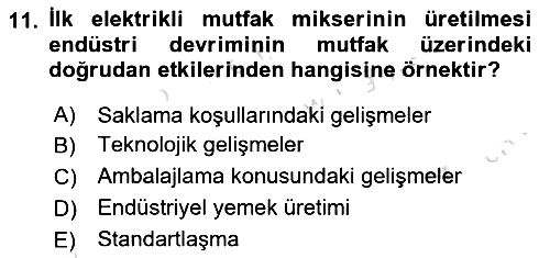 Gastronomi Tarihi 2024-2025 Yaz Okulu Sınavı - 11. soru
