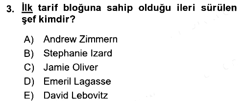 Gastronomi Ve Medya 2017-2018 3 Ders Sınavı - 3. soru