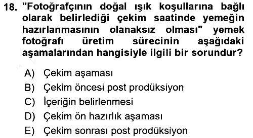 Gastronomi Ve Medya 2017-2018 3 Ders Sınavı - 18. soru