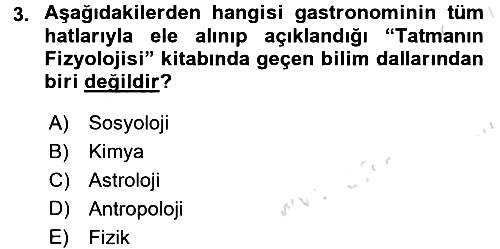 Gastronomi Ve Medya 2016-2017 Ara Sınav - 3. soru