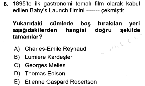 Gastronomi Ve Medya 2017-2018 Ara Sınav - 6. soru