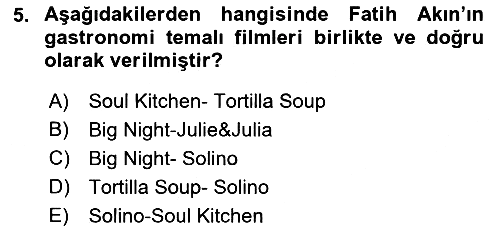 Gastronomi Ve Medya 2019-2020 Ara Sınav - 5. soru