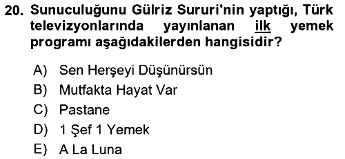 Gastronomi Ve Medya 2019-2020 Ara Sınav - 20. soru