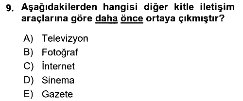 Gastronomi Ve Medya 2021-2022 Ara Sınav - 9. soru