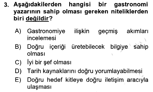 Gastronomi Ve Medya 2022-2023 Ara Sınav - 3. soru