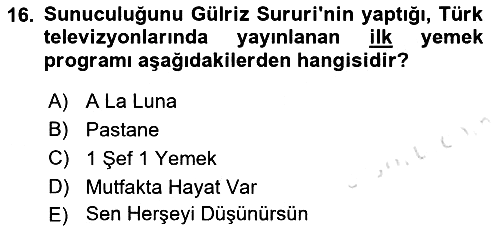 Gastronomi Ve Medya 2022-2023 Ara Sınav - 16. soru