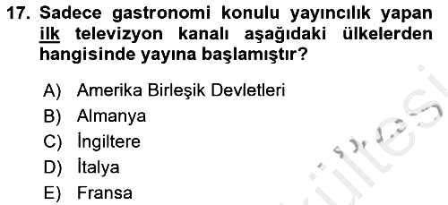 Gastronomi Ve Medya 2025-2026 Ara Sınav - 17. soru