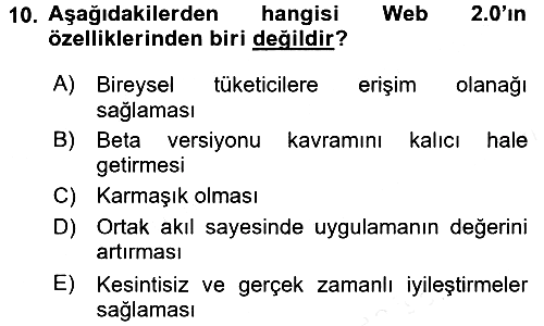Gastronomi Ve Medya 2016-2017 Dönem Sonu Sınavı - 10. soru