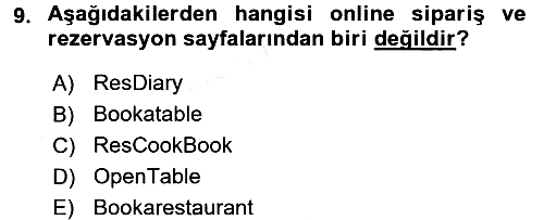 Gastronomi Ve Medya 2017-2018 Dönem Sonu Sınavı - 9. soru