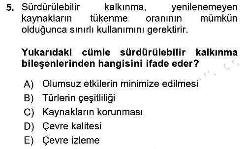 Gastronomi Ve Sürdürülebilirlik 2024-2025 Ara Sınav - 5. soru