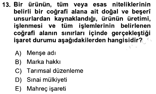 Gastronomi Ve Sürdürülebilirlik 2024-2025 Ara Sınav - 13. soru