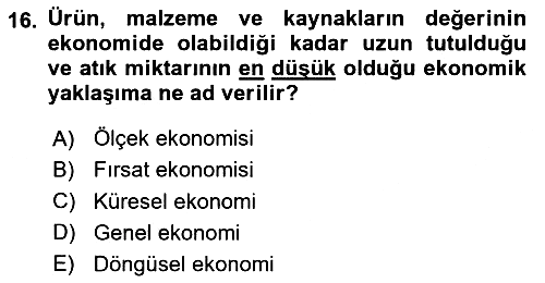 Gastronomi Ve Sürdürülebilirlik 2024-2025 Ara Sınav - 16. soru