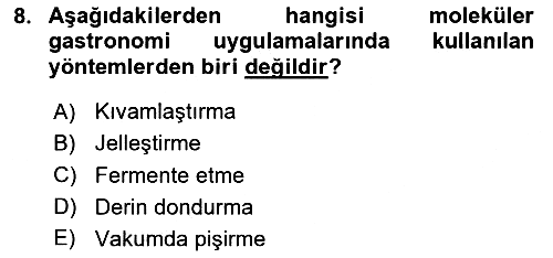 Gastronomi Ve Sürdürülebilirlik 2025-2026 Ara Sınav - 8. soru