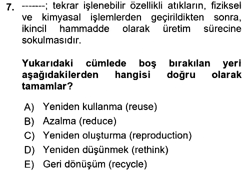 Gastronomi Ve Sürdürülebilirlik 2024-2025 Dönem Sonu Sınavı - 7. soru