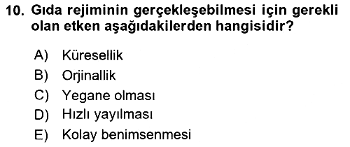Gastronomi Ve Sürdürülebilirlik 2025-2026 Dönem Sonu Sınavı - 10. soru