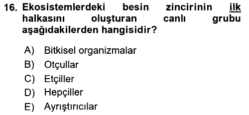 Gastronomi Ve Sürdürülebilirlik 2022-2023 Yaz Okulu Sınavı - 16. soru