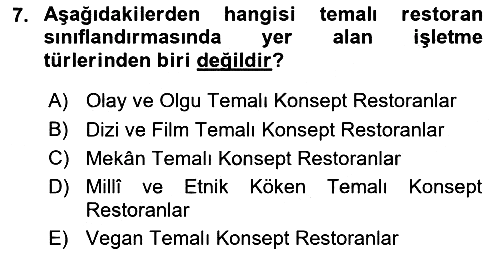 Gastronomide Yeni Akımlar 2023-2024 Ara Sınav - 7. soru