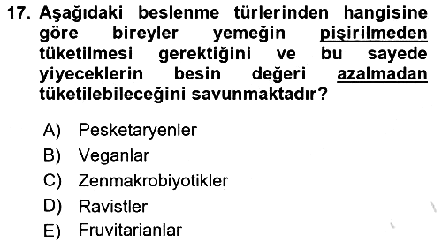 Gastronomide Yeni Akımlar 2023-2024 Dönem Sonu Sınavı - 17. soru
