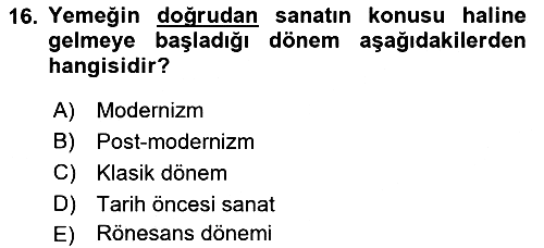Gastronominin Temelleri 2021-2022 Ara Sınav - 16. soru
