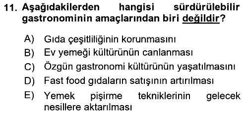 Gastronominin Temelleri 2021-2022 Dönem Sonu Sınavı - 11. soru
