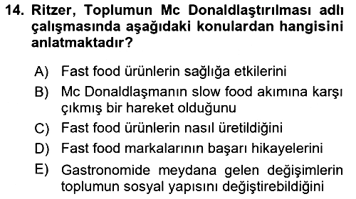 Gastronominin Temelleri 2022-2023 Dönem Sonu Sınavı - 14. soru