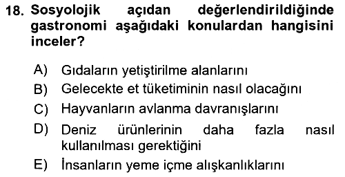 Gastronominin Temelleri 2022-2023 Dönem Sonu Sınavı - 18. soru