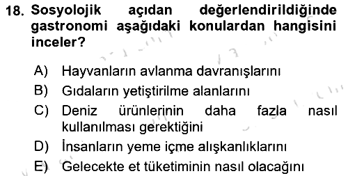 Gastronominin Temelleri 2023-2024 Dönem Sonu Sınavı - 18. soru