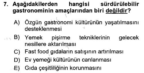 Gastronominin Temelleri 2024-2025 Dönem Sonu Sınavı - 7. soru
