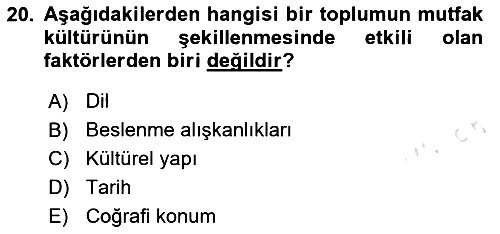 Gastronominin Temelleri 2024-2025 Dönem Sonu Sınavı - 20. soru