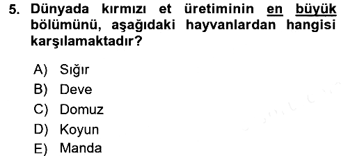Gıda Coğrafyası 2017-2018 3 Ders Sınavı - 5. soru