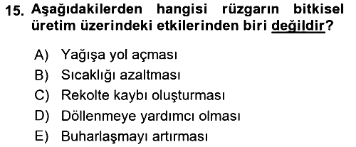 Gıda Coğrafyası 2016-2017 Ara Sınav - 15. soru