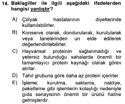 Gıda Coğrafyası 2017-2018 Ara Sınav - 14. soru