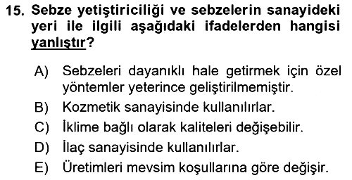 Gıda Coğrafyası 2018-2019 Ara Sınav - 15. soru