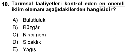 Gıda Coğrafyası 2021-2022 Ara Sınav - 10. soru