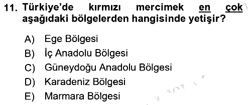 Gıda Coğrafyası 2021-2022 Ara Sınav - 11. soru