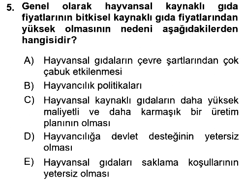 Gıda Coğrafyası 2016-2017 Dönem Sonu Sınavı - 5. soru